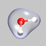 water molecule with
 electron density 