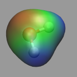 water molecule with mapped electrostatic potential